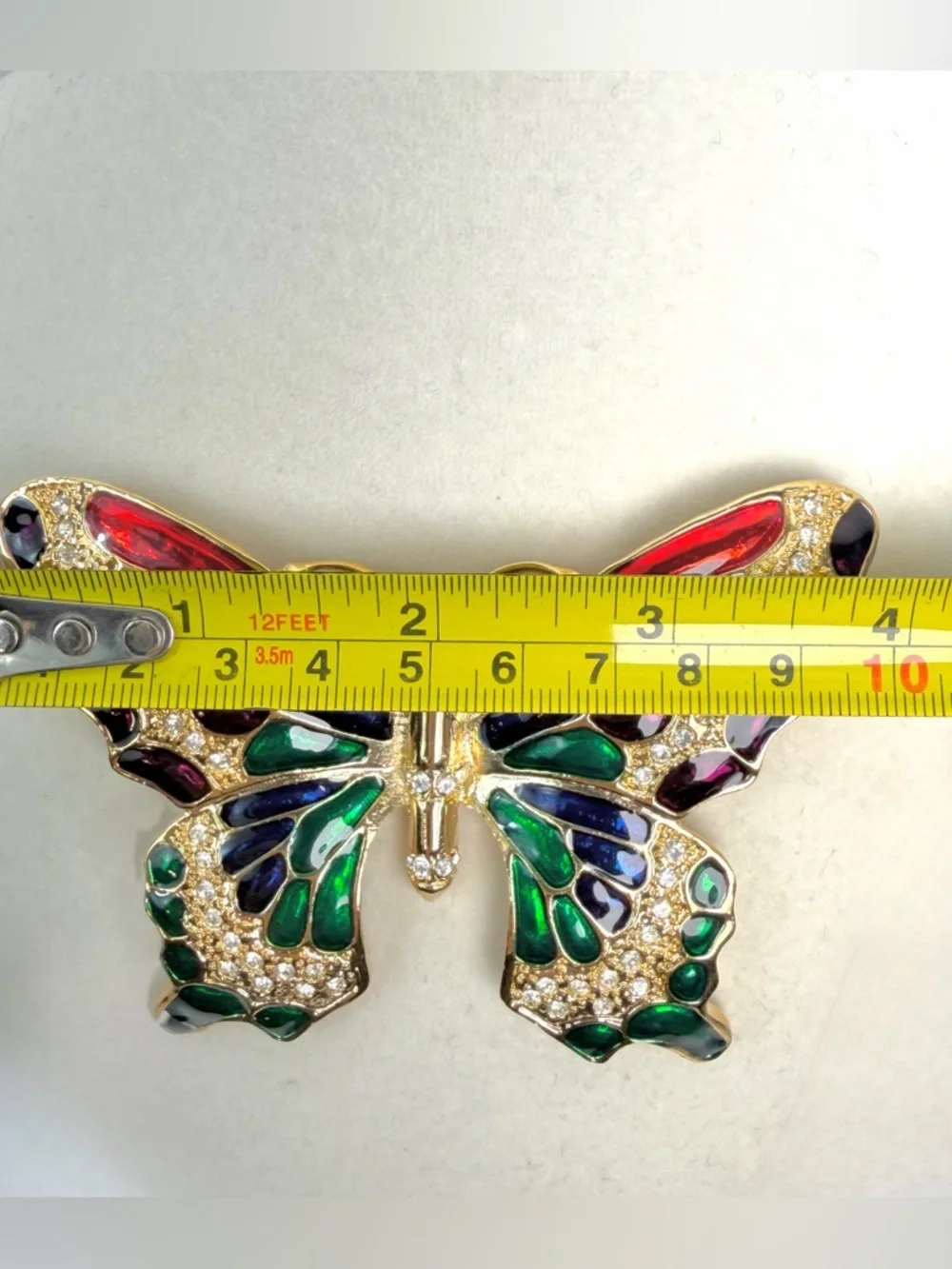 Large Gold Butterfly Brooch Multi Color Rhinestone Enamel Statement Pin